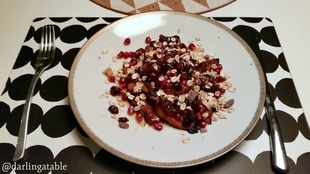 Roasted Buttercup Squash with Pomegranate, Cranberries and Musli